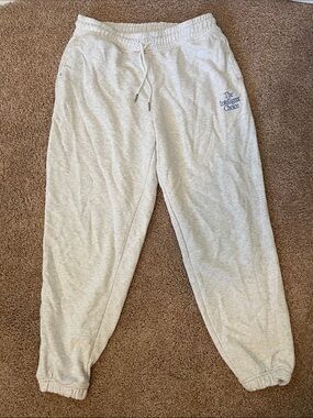 New Balance Light Gray Jogger Sweatpants with Blue Logo